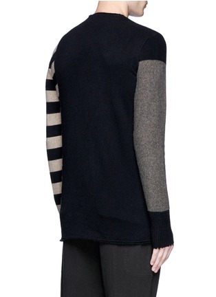 Back View - Click To Enlarge - ZIGGY CHEN - Raw edge patchwork cashmere sweater