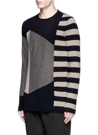 Front View - Click To Enlarge - ZIGGY CHEN - Raw edge patchwork cashmere sweater