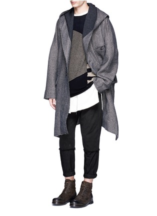 Figure View - Click To Enlarge - ZIGGY CHEN - Raw edge patchwork cashmere sweater