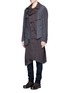 Detail View - Click To Enlarge - ZIGGY CHEN - Asymmetric hem reversible double breasted coat