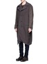 Front View - Click To Enlarge - ZIGGY CHEN - Asymmetric hem reversible double breasted coat
