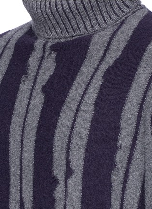 Detail View - Click To Enlarge - ZIGGY CHEN - Stripe turtleneck baby cashmere sweater