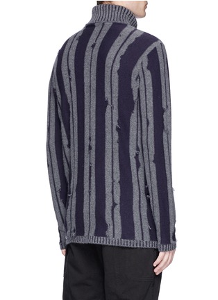 Back View - Click To Enlarge - ZIGGY CHEN - Stripe turtleneck baby cashmere sweater