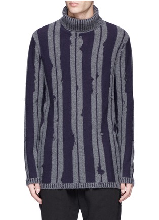 Main View - Click To Enlarge - ZIGGY CHEN - Stripe turtleneck baby cashmere sweater