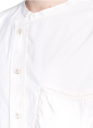Detail View - Click To Enlarge - ZIGGY CHEN - Asymmetric front banded long cotton shirt