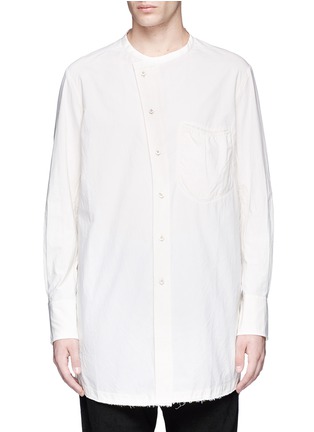Main View - Click To Enlarge - ZIGGY CHEN - Asymmetric front banded long cotton shirt