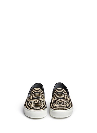 Front View - Click To Enlarge - CLERGERIE - 'Tribal' Raffia palm espadrille slip-ons