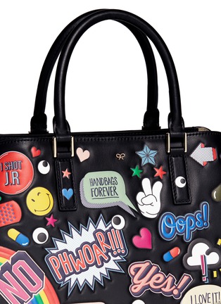 Detail View - Click To Enlarge - ANYA HINDMARCH - 'All Over Stickers Small Featherweight Ebury' leather tote