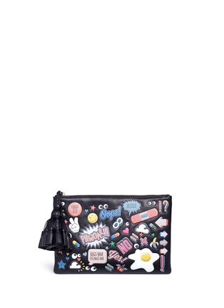 Main View - Click To Enlarge - ANYA HINDMARCH - 'All Over Georgiana' embossed leather tassel clutch
