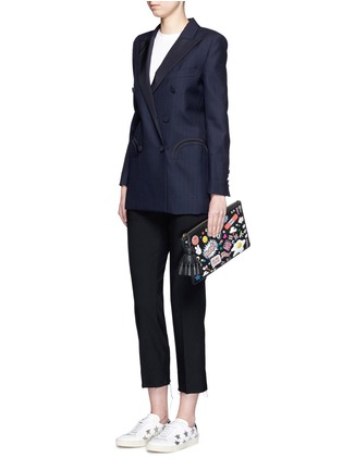 Figure View - Click To Enlarge - ANYA HINDMARCH - 'All Over Georgiana' embossed leather tassel clutch