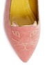 Detail View - Click To Enlarge - CHARLOTTE OLYMPIA - 'Mid-Century Kitty' velvet skimmer flats