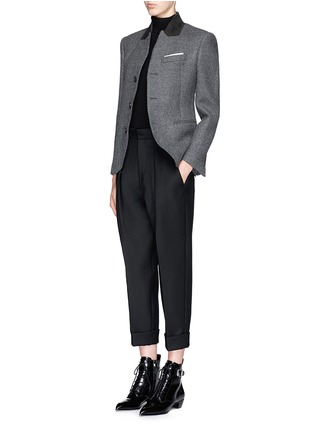 Figure View - Click To Enlarge - NEIL BARRETT - Tapered dropped crotch wool blend pants