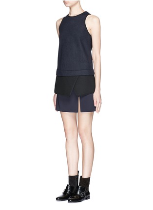 Front View - Click To Enlarge - NEIL BARRETT - 'Basque' crepe layer wool blend dress