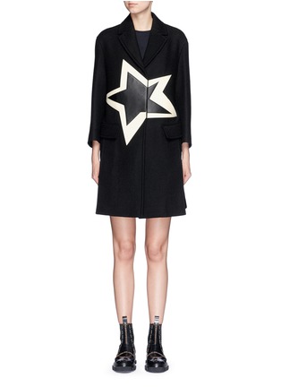 Main View - Click To Enlarge - NEIL BARRETT - Leather star appliqué wool twill coat