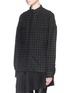 Front View - Click To Enlarge - HAIDER ACKERMANN - Gingham check wool-linen flannel oversize shirt