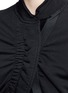 Detail View - Click To Enlarge - HAIDER ACKERMANN - Velvet trim knit panel ruched front jacket