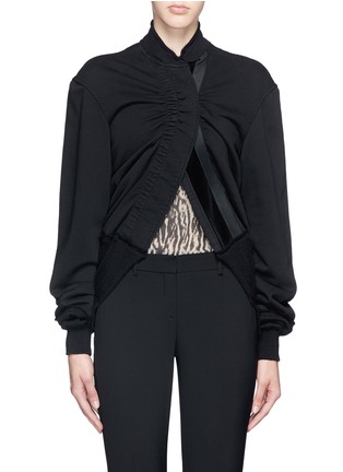 Main View - Click To Enlarge - HAIDER ACKERMANN - Velvet trim knit panel ruched front jacket