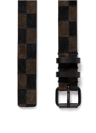 Detail View - Click To Enlarge - HAIDER ACKERMANN - Colourblock check suede nubuck combo belt
