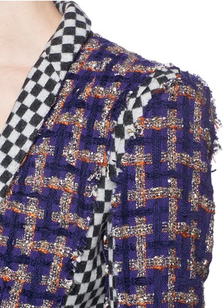 Detail View - Click To Enlarge - HAIDER ACKERMANN - Check jacquard bouclé tweed peplum hem jacket