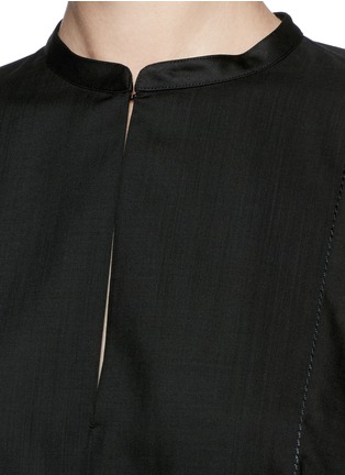 Detail View - Click To Enlarge - THE ROW - 'Miya' wool voile ruche cape back blouse