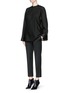 Figure View - Click To Enlarge - THE ROW - 'Miya' wool voile ruche cape back blouse