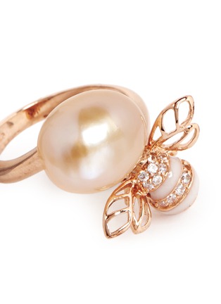 Detail View - Click To Enlarge - ANABELA CHAN - 'Bumble Bee Ring' pearl diamond 18k rose gold ring