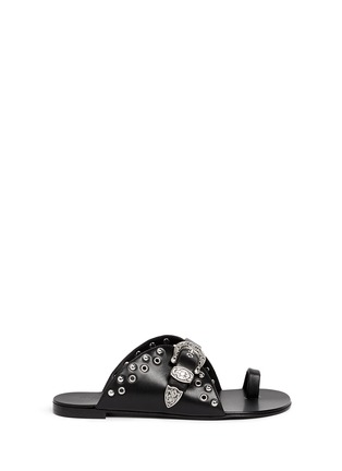 Main View - Click To Enlarge - 73426 - 'Rock' Western buckle stud leather sandals