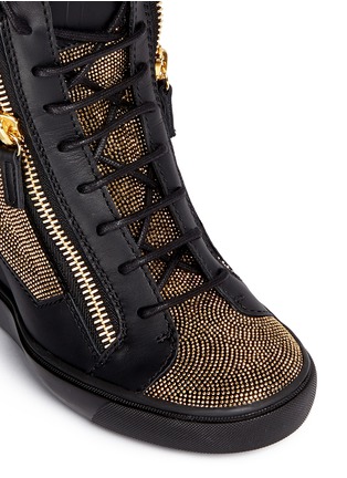 Detail View - Click To Enlarge - 73426 - 'Lorenz' stud pavé leather wedge sneakers
