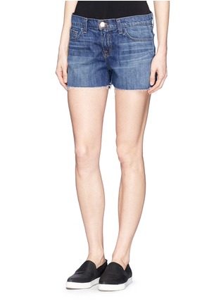 Front View - Click To Enlarge - J BRAND - 'Cut Off' fray cuff denim shorts