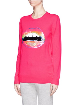 Front View - Click To Enlarge - MARKUS LUPFER - 'Hot Neon Lara Lip' acrylic sweater