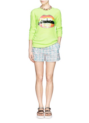 Figure View - Click To Enlarge - MARKUS LUPFER - 'Hot Neon Lara Lip' acrylic sweater