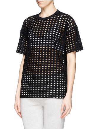 Front View - Click To Enlarge - T BY ALEXANDER WANG - Perforated jersey T-shirt
