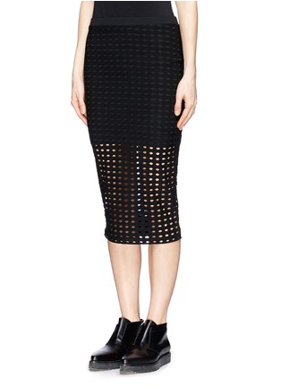 Front View - Click To Enlarge - T BY ALEXANDER WANG - Perforated jersey skirt