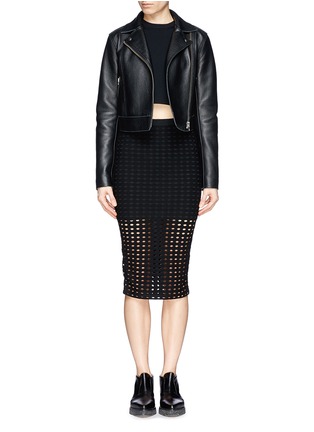 Figure View - Click To Enlarge - T BY ALEXANDER WANG - Perforated jersey skirt