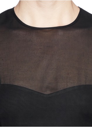 Detail View - Click To Enlarge - T BY ALEXANDER WANG - Solid bra overlay sheer voile top