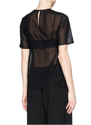 Back View - Click To Enlarge - T BY ALEXANDER WANG - Solid bra overlay sheer voile top