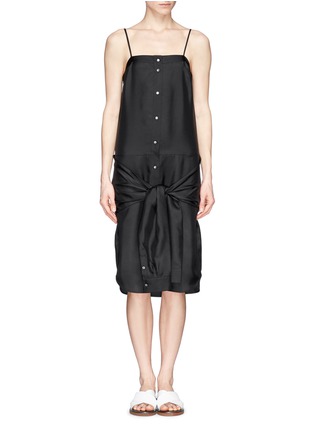 Main View - Click To Enlarge - T BY ALEXANDER WANG - Sleeve waist tie silk camisole dress