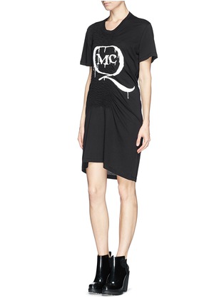 Figure View - Click To Enlarge - MC Q - Paint drip logo print smock T-shirt dress