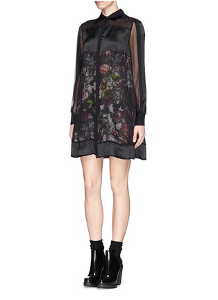 Figure View - Click To Enlarge - MC Q - 'Festival Floral' shirred chiffon shirt dress