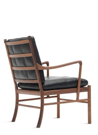 Back View - Click To Enlarge - CARL HANSEN & SØN - Leather walnut wood colonial chair