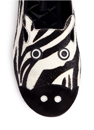 Detail View - Click To Enlarge - MARC BY MARC JACOBS - Zebra suede and pony hair slip-ons