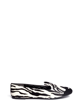 Main View - Click To Enlarge - MARC BY MARC JACOBS - Zebra suede and pony hair slip-ons
