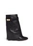 Main View - Click To Enlarge - GIVENCHY - Shark tooth turn lock leather wedge boots