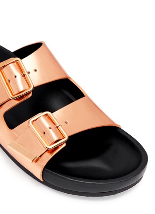 Detail View - Click To Enlarge - GIVENCHY - Buckle double-band metallic leather sandals