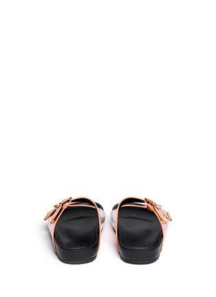 Back View - Click To Enlarge - GIVENCHY - Buckle double-band metallic leather sandals