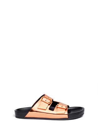 Main View - Click To Enlarge - GIVENCHY - Buckle double-band metallic leather sandals
