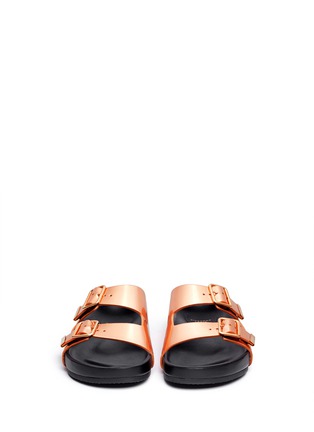 Figure View - Click To Enlarge - GIVENCHY - Buckle double-band metallic leather sandals
