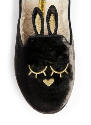 Detail View - Click To Enlarge - MARC BY MARC JACOBS - Sleeping bunny velvet shearling slippers