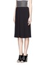 Front View - Click To Enlarge - ALEXANDER WANG - Logo eyelet embroidery pleat skirt