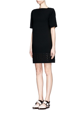 Figure View - Click To Enlarge - ALEXANDER WANG - Logo eyelet embroidery dress